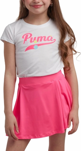 PUMA Girls Active Skirt Set- 2 Piece Active Skort and Short Sleeve Athletic T-Shirt - Sporty Girls Summer Outfits Set (7-14)