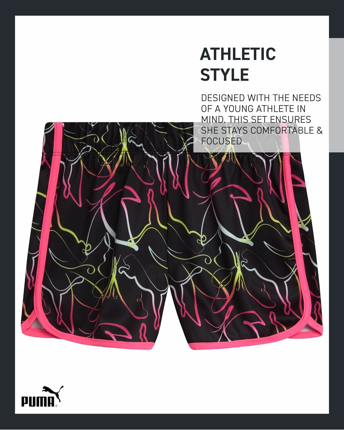 PUMA Girls Shorts Set - 2 Piece Performance Pullover Hoodie and Shorts Active Wear Set for Girls (Sizes: S-L)