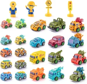 Push Pull Car 26pcs Baby Mini Pull Back Cars Set - Fun Toy Cars with Pull Back Action for Christmas, Halloween, Easter, Birthday Party, Suitable Child3-8  Gift