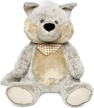 Puzzled DolliBu Plush Wolf Stuffed Animal Pillow Size - Super Soft Animal Pillow for Kids, Cozy Nap Buddy, Floor Pillow for Kids & Toddlers, Jumbo Hugging Plush - 17 Inch