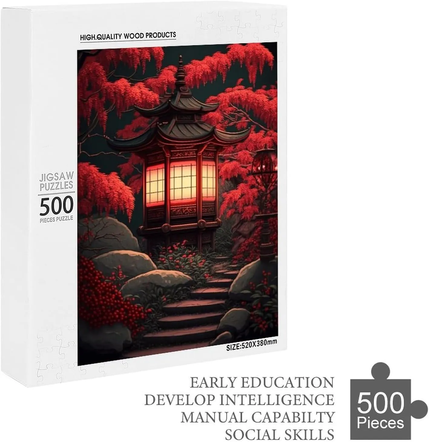 Puzzles for Adults 500 Pieces - Red Lantern Landscape Puzzle Challenging Educational Toys Gifts for Home Decor Family Activities