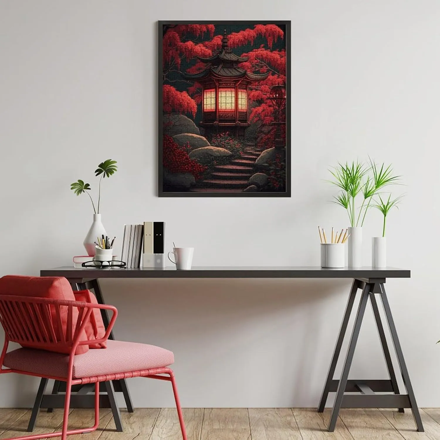 Puzzles for Adults 500 Pieces - Red Lantern Landscape Puzzle Challenging Educational Toys Gifts for Home Decor Family Activities