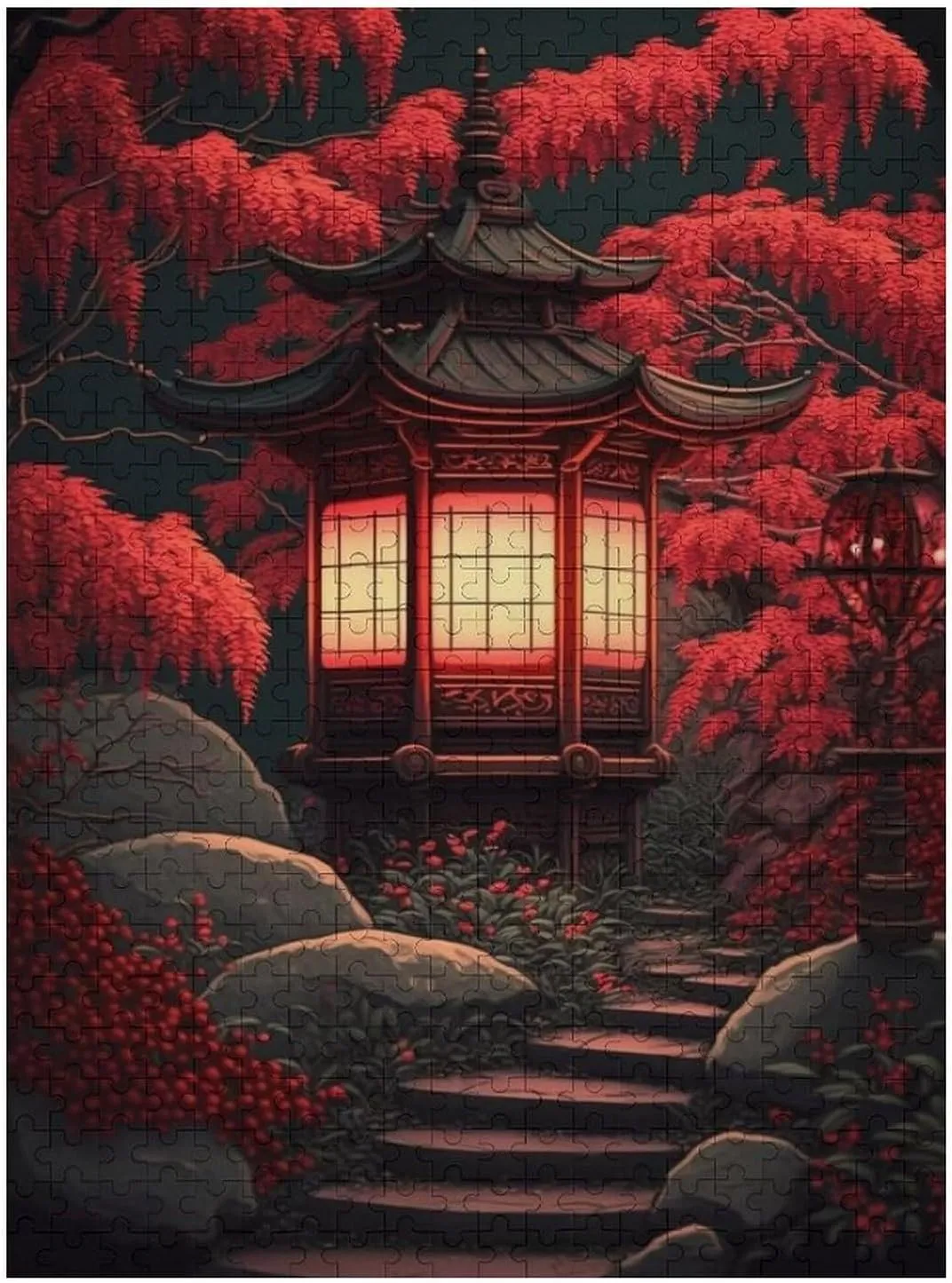 Puzzles for Adults 500 Pieces - Red Lantern Landscape Puzzle Challenging Educational Toys Gifts for Home Decor Family Activities