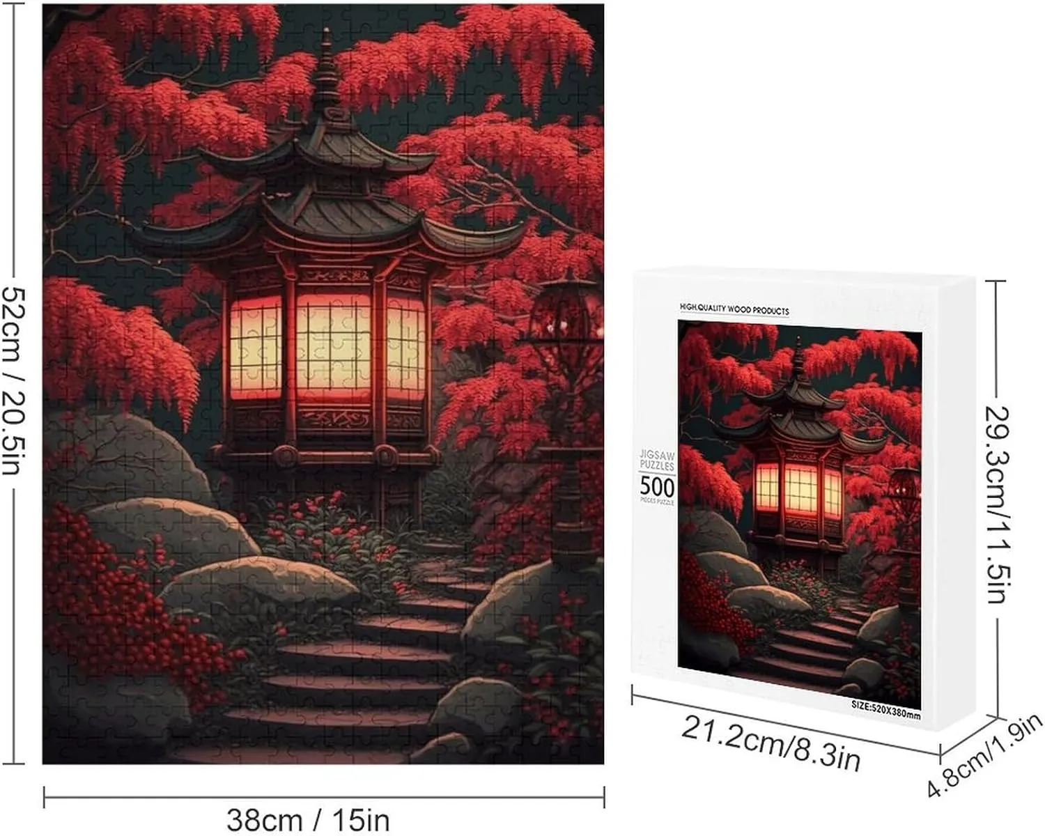 Puzzles for Adults 500 Pieces - Red Lantern Landscape Puzzle Challenging Educational Toys Gifts for Home Decor Family Activities