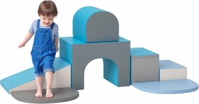 Qaba 7-Piece Baby Soft Play Equipment, Toddler Crawling Climber for Creativity and Shape Discovery with Easy-to-Clean Surface, Climbing Toy for Toddlers, Contemporary