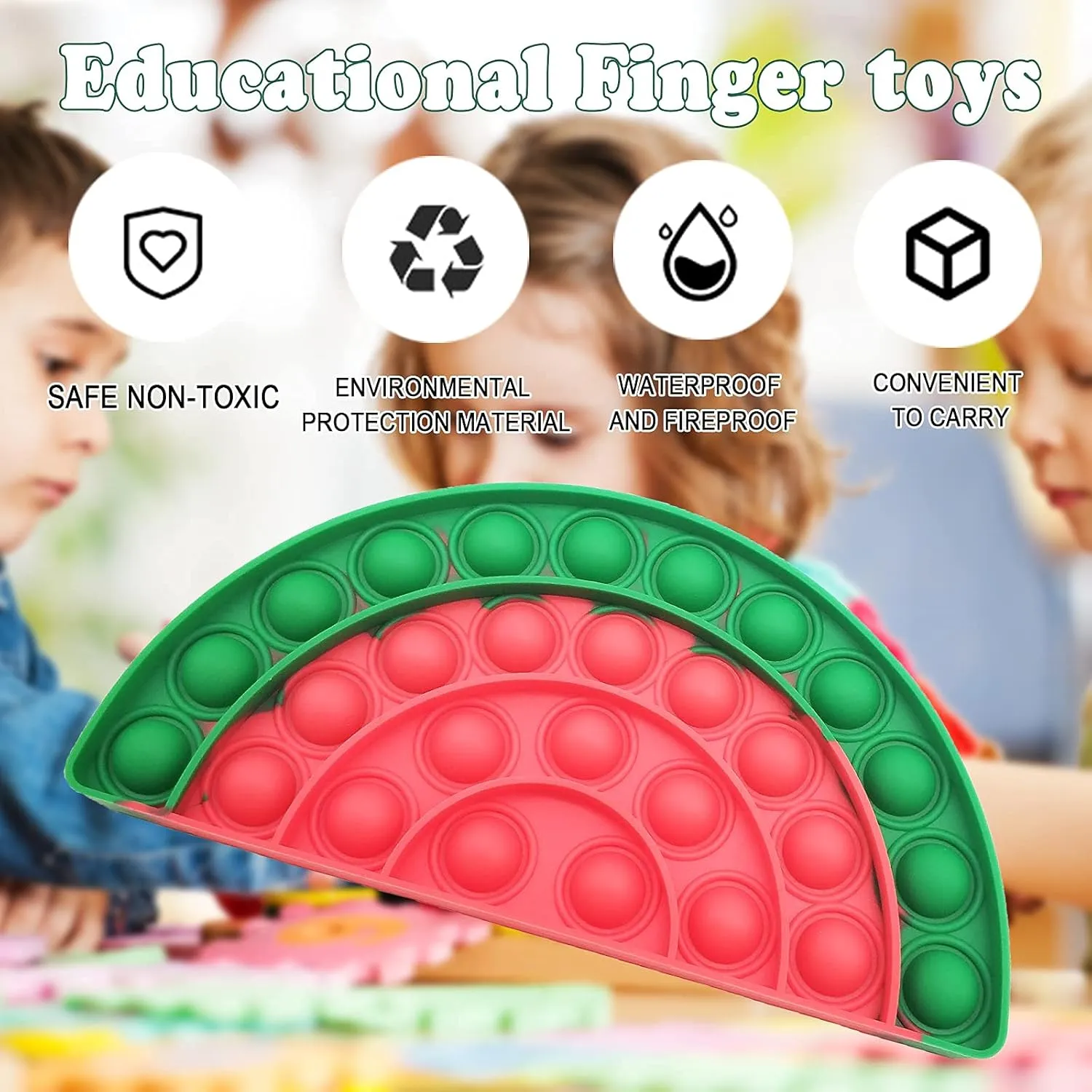 QETRABONE Fidget Sensory Bubble Stress Toy, Fidget Push Toy for Kids, Silicone Fidget Stress Toys for Autistic Children Adult Squeeze Toy Autism (Banana Avocado Watermelon)