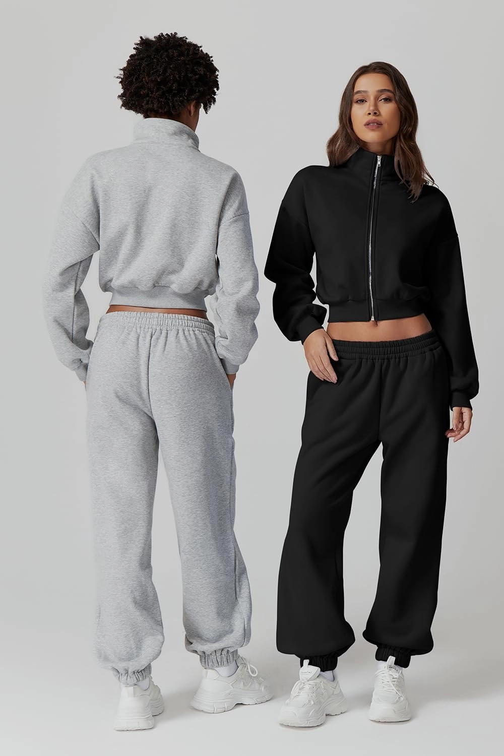 QINSEN Womens 2 Piece Oufits Full Zip Jacket Long Sleeve Sweatsuits Fleece Lounge Tracksuit with Joggers