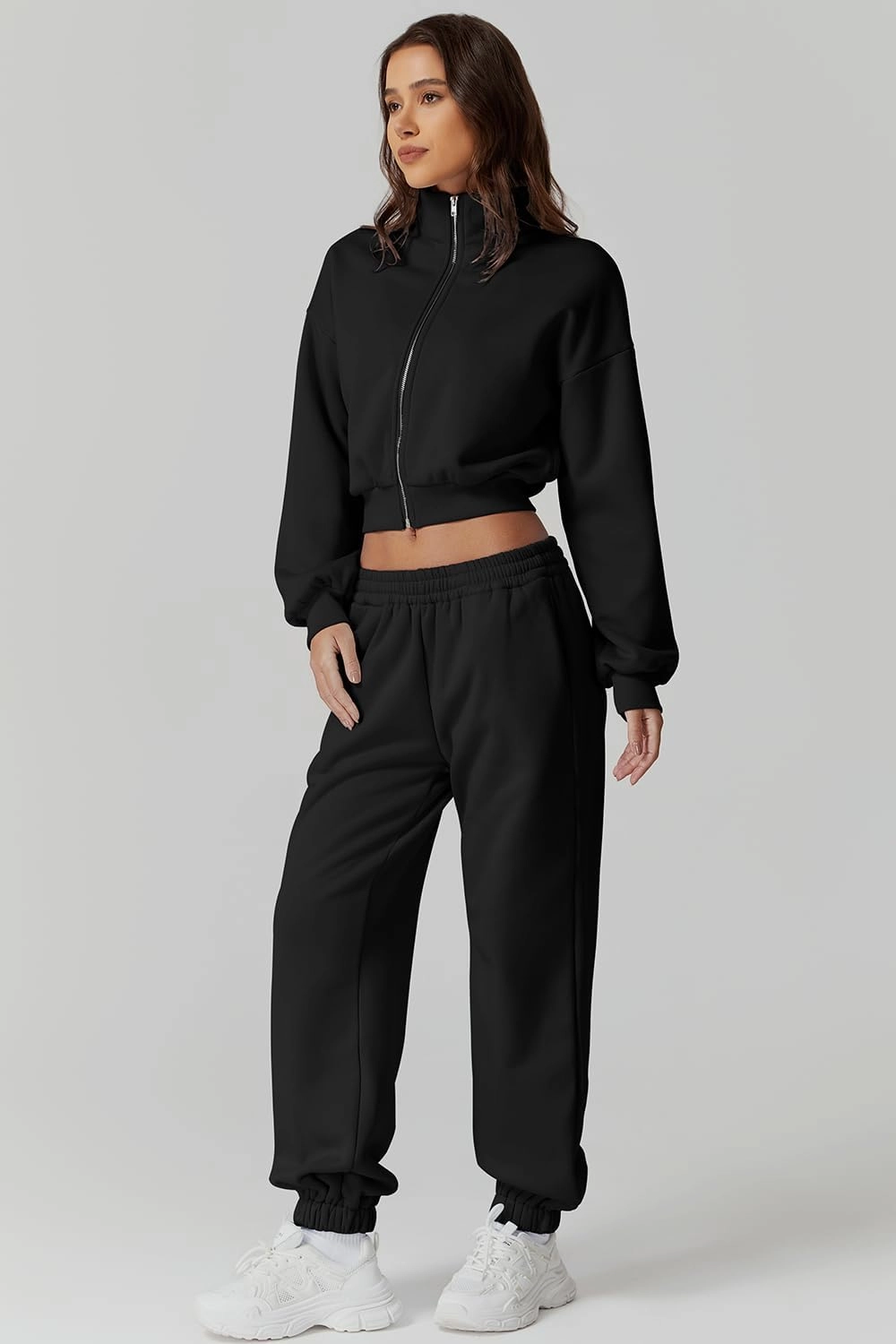QINSEN Womens 2 Piece Oufits Full Zip Jacket Long Sleeve Sweatsuits Fleece Lounge Tracksuit with Joggers