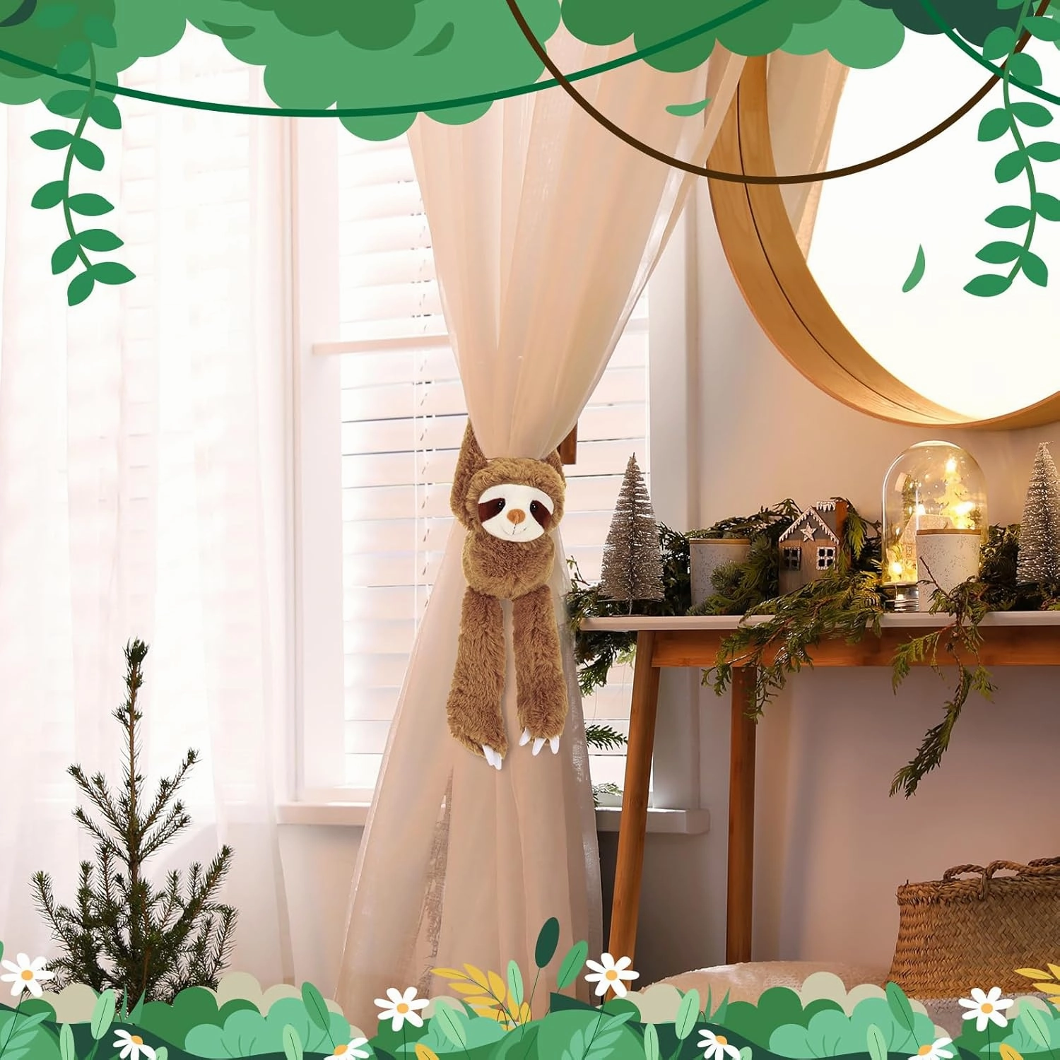 Queekay 2 Packs Sloth Stuffed Animal Hanging 18 Inch Three Toed Sloth Plush Toy with Hook and Loop Hands for Teens Adults Gifts Decors(Dark Brown)