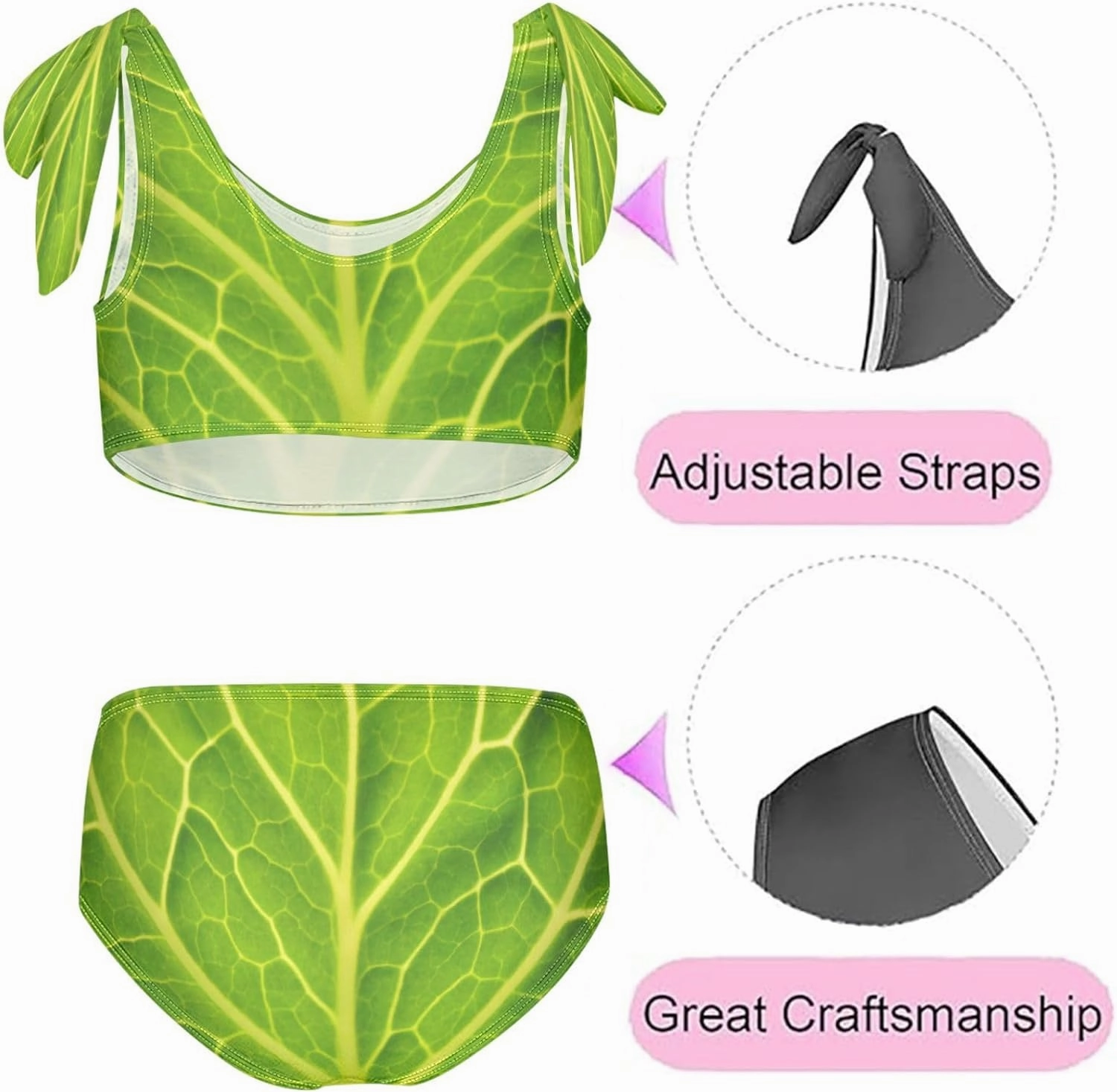 QUGRL Girls Swimsuit Two Piece Swimwear Bathing Suit for Girls Tankini Bikini Set Size 3-12T