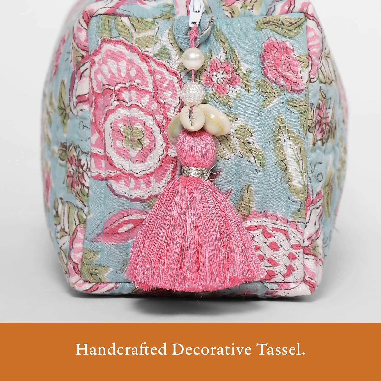 Quilted Floral Makeup Bag Set – Jacobean Dreams Pattern 3 Sizes, Waterproof Lining, Make Up Travel Cosmetic & Toiletry Bags For Traveling Women