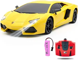 QUN FENG Official Licensed Lamo LP-700 1:18 Scale Remote Control Car for Kids 8-12 Years, RC Car with Rechargeable Battery 3.7V 500mAh, 2.4GHz Frequency Matte Yellow
