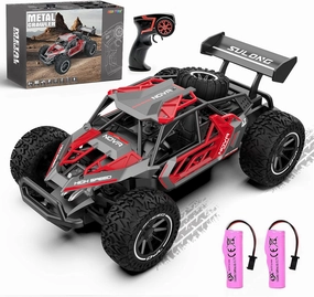 QUN FENG Remote Control Car-2WD RC Cars 22km/h Fast RC CAR Off-Road Vehicle 2.4GHz Radio Racing Cars with 2 Rechargeable Batteries Toys Gift for Boys 8-12 Years Kids Adult (Red)