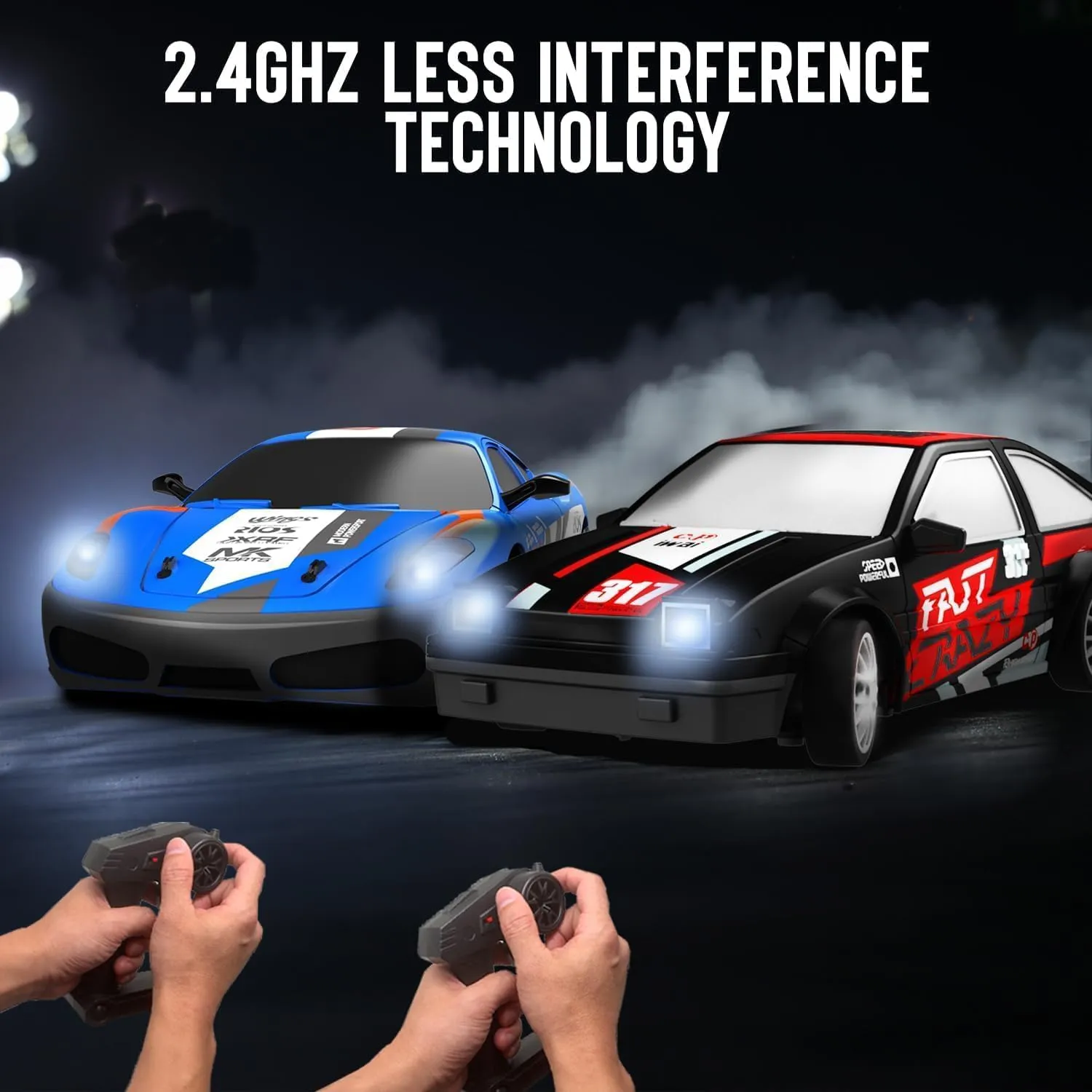 RACENT 1:24 Scale RC Drift Car, 10MPH 4WD Remote Control Car with LED Light, Racing and Drifting Wheels, 2 Rechargeable Batteries, Perfect Toy for Boys, Girls, Kids (Blue)