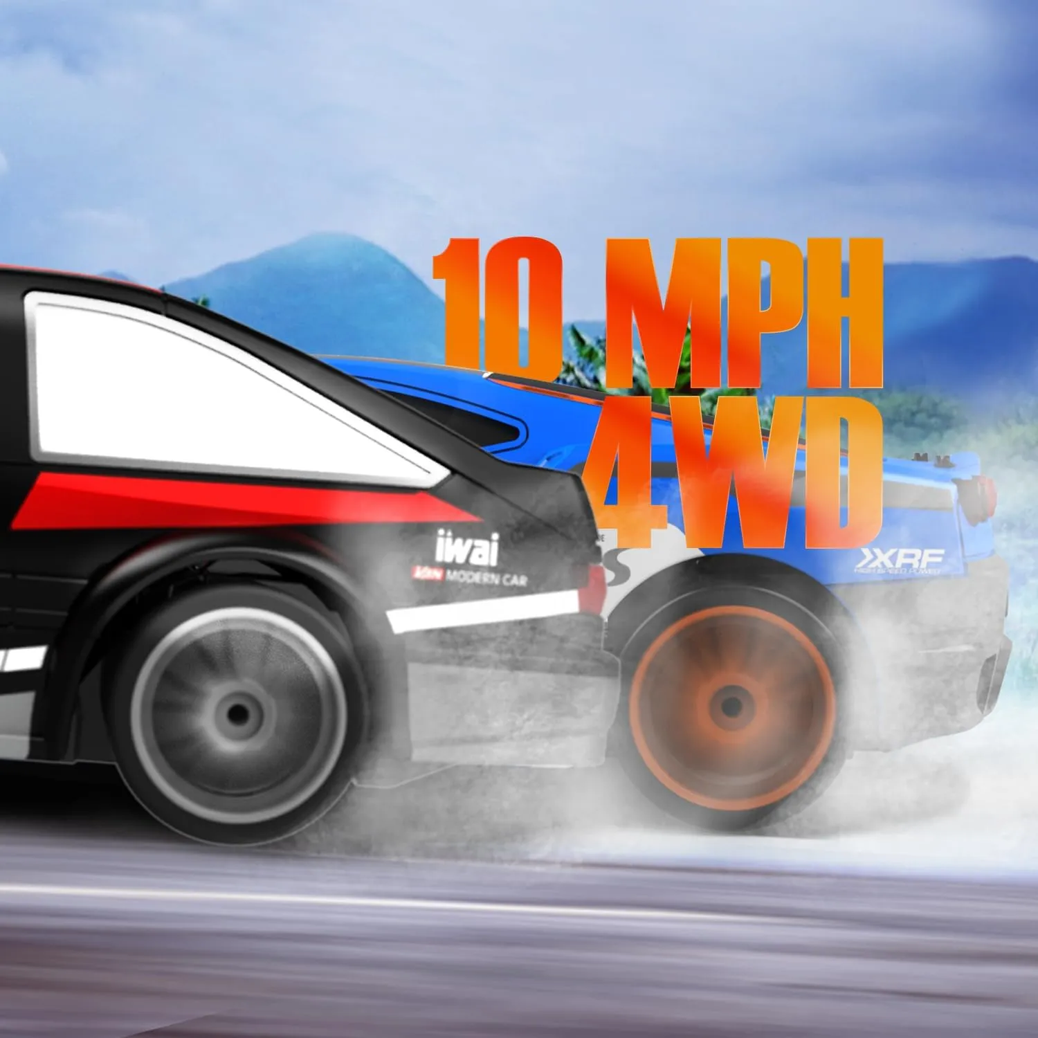 RACENT 1:24 Scale RC Drift Car, 10MPH 4WD Remote Control Car with LED Light, Racing and Drifting Wheels, 2 Rechargeable Batteries, Perfect Toy for Boys, Girls, Kids (Blue)