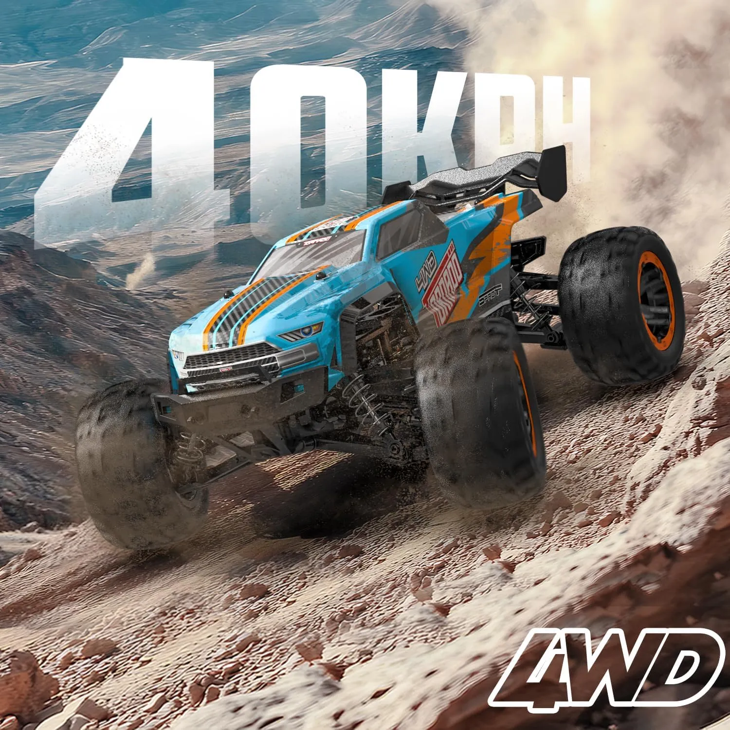 RACENT RC Truck 1:16 4x4 All Terrain RC Car 40KPH High Speed Remote Control Cars for Boys, Off-Road Monster Truck with 2.4Ghz Radio Control, 2 Batteries, Gifts for Kids Adults