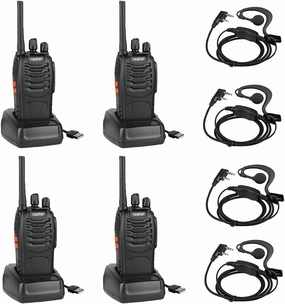 Radtel RT88 Rechargeable FRS Walkie Talkies Long Range Handheld License-Free Two Way Radio 16CH Handsfree USB Charging LED Flashlight with Earpiece (4 Pack)