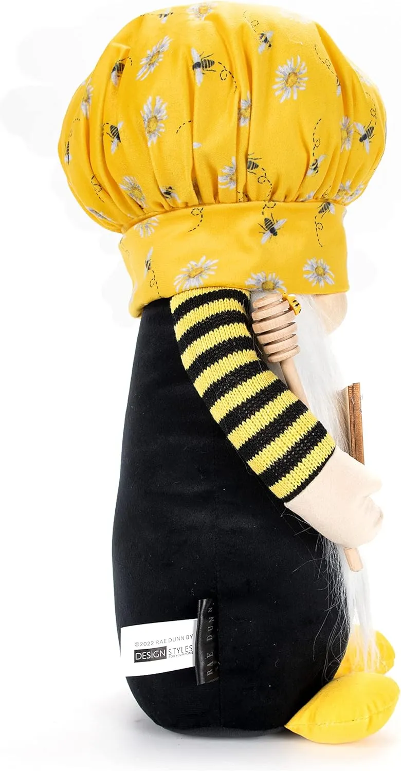 Rae Dunn Bee Gnome - Honey Decor for Home & Office, Bumble Farmhouse Kitchen Decoration, Stuffed Plush Shelf Figurines - Gnome Gifts - Sweet Honey