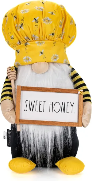 Rae Dunn Bee Gnome - Honey Decor for Home & Office, Bumble Farmhouse Kitchen Decoration, Stuffed Plush Shelf Figurines - Gnome Gifts - Sweet Honey