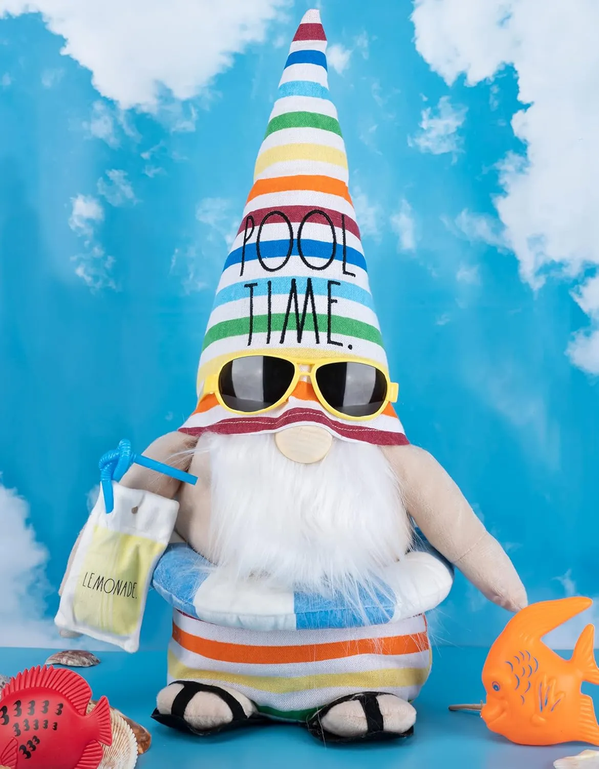Rae Dunn Summer Gnome - Decorations for Home Decor Farmhouse Kitchen Decoration, Stuffed Gnomes Plush Shelf Figurines, Mother's Day Father's Gifts Pool Time