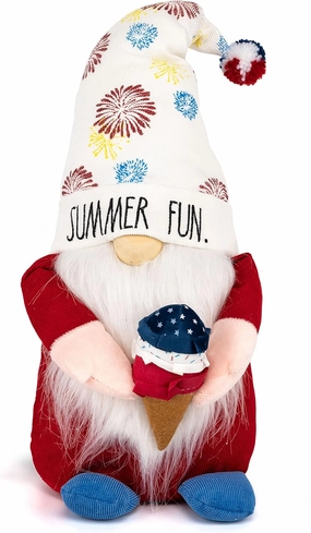 Rae Dunn Fourth of July Gnome - July 4th & Memorial Day Decor - Patriotic Farmhouse Kitchen Gnome - Stuffed Plush Shelf Figurine - Ideal Gifting Choice