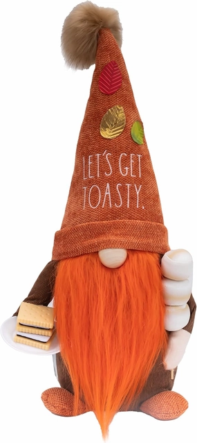 Rae Dunn Halloween Gnome - Fall Holiday Decor Seasonal Decorations - Scandinavian/Swedish/Nordic Tomte Nisse Plush Figurine - 19" Elf with Beard Ornament for Shelf (Lets Get Toasty)