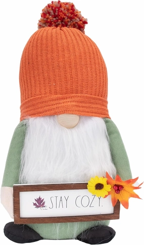 Rae Dunn Halloween Gnome - Fall Holiday Decor Seasonal Decorations - Scandinavian/Swedish/Nordic Tomte Nisse Plush Figurine - 19" Elf with Beard Ornament for Shelf (Stay Cozy)