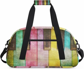Rainbow Music Piano Keys Kids Overnighted Duffel Bag Carry-On Size & Ideal for School Practice or Weekender Travel with Zip and Shoulder Stra for Boys & Girls