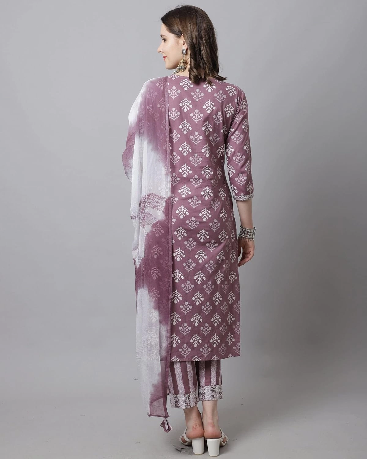 Rajnandini Women's Pure Cotton Embroidered Kurta Set with Dupatta (JOPLVL294-P)