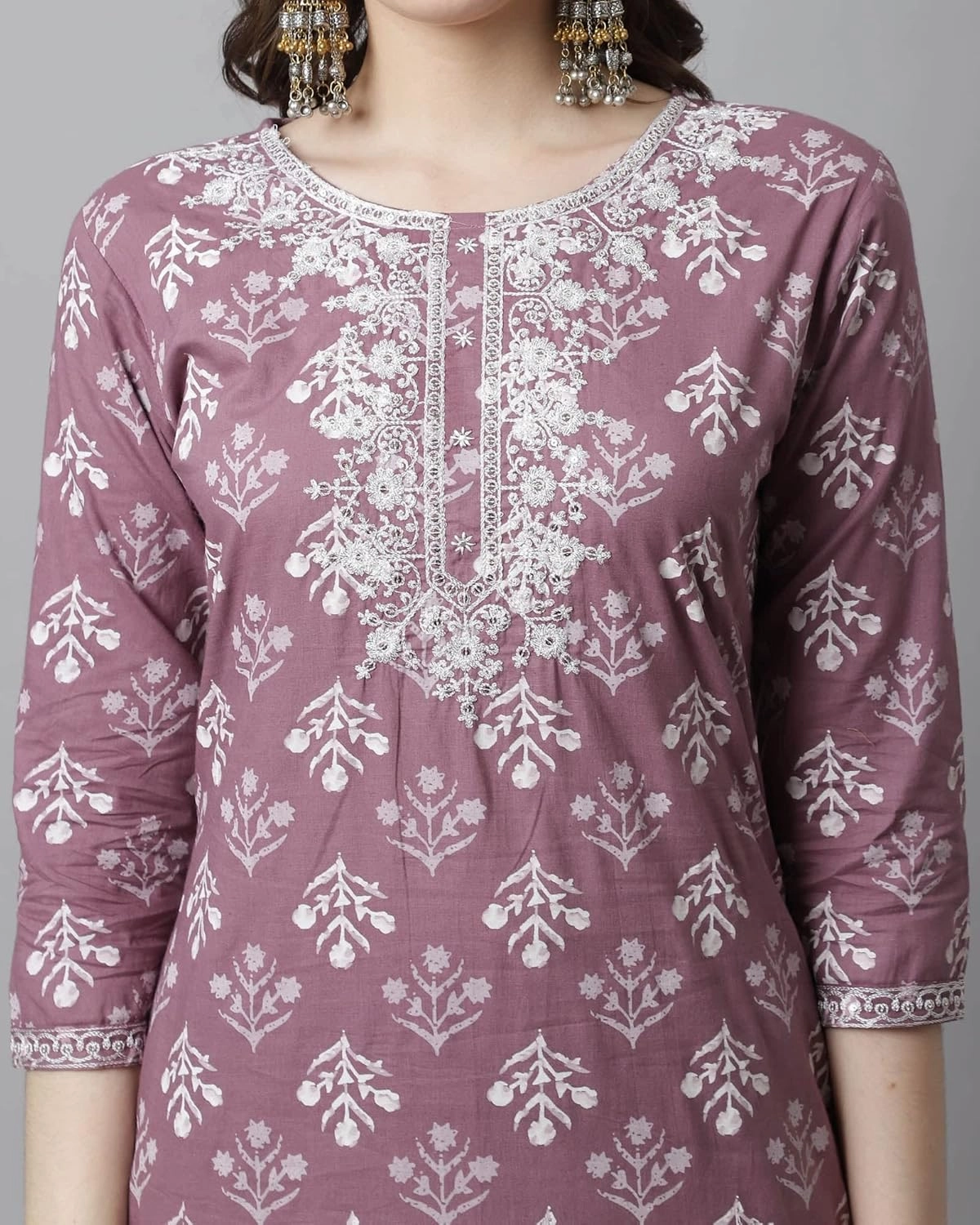 Rajnandini Women's Pure Cotton Embroidered Kurta Set with Dupatta (JOPLVL294-P)