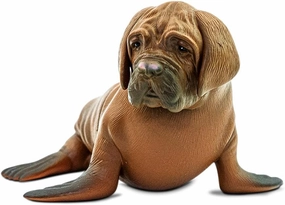 Randimals Sea Lion Figurine Toy Mastiff Dog Face 5”, Premium Hard Rubber Animal Action Figure Toy, Hybrid Friend Encourages Adventure & Imagination