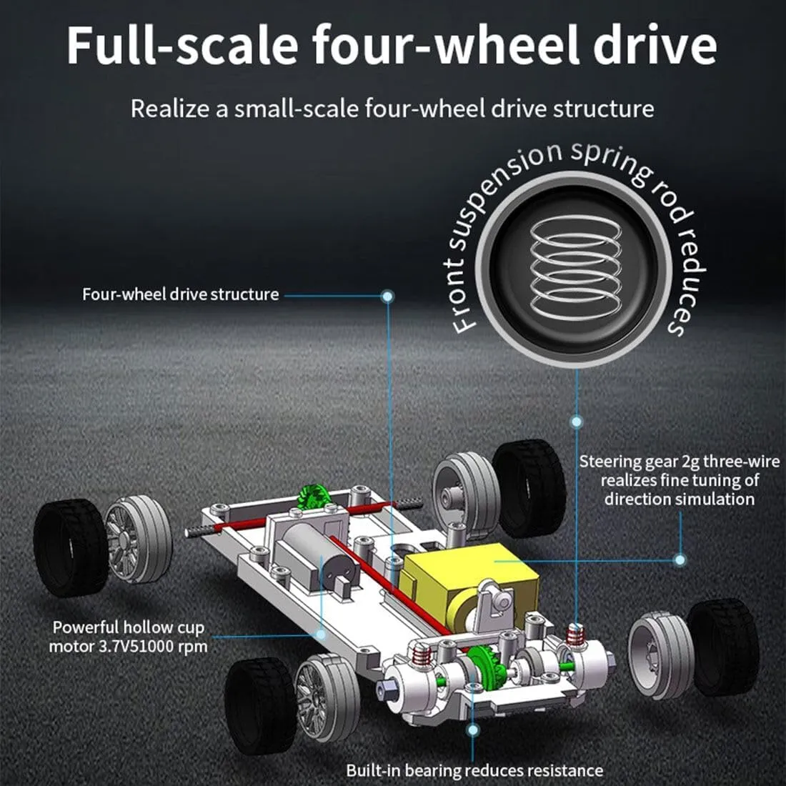RC Drift Car, 1/43 Scale 2.4G Full Proportional RC Electric Mini Racing Drift Car Model with Lights Kit，RC Model Cars Gifts for Adults (RTR Version/Silver)