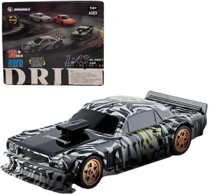 RC Drift Car with Gyro, 1/43 Scale 2.4G Full Proportional Control High Speed Electric Mini Racing Car Model with Lights and Drift Tires, RTR Sports Cars for Adults, Indoor/Outdoor Use