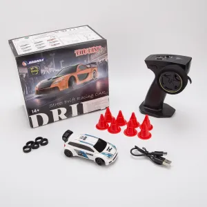 RC Drift Car with Gyroscope, 1/43 Scale 2.4G 4WD Full-Proportional Mini Electric Remote Control Racing Sports Car Model with LED Lights, Hobby RC Model Indoor for Adult (RTR Version)
