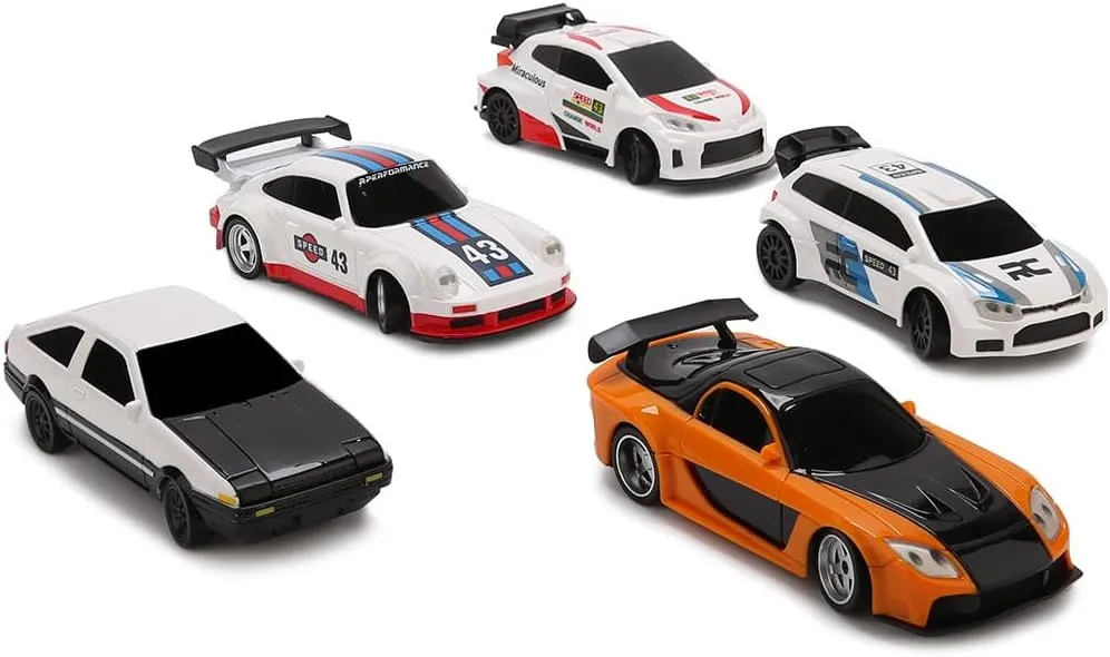 RC Drift Car with Gyroscope, 1/43 Scale 2.4G 4WD Full-Proportional Mini Electric Remote Control Racing Sports Car Model with LED Lights, Hobby RC Model Indoor for Adult (RTR Version)