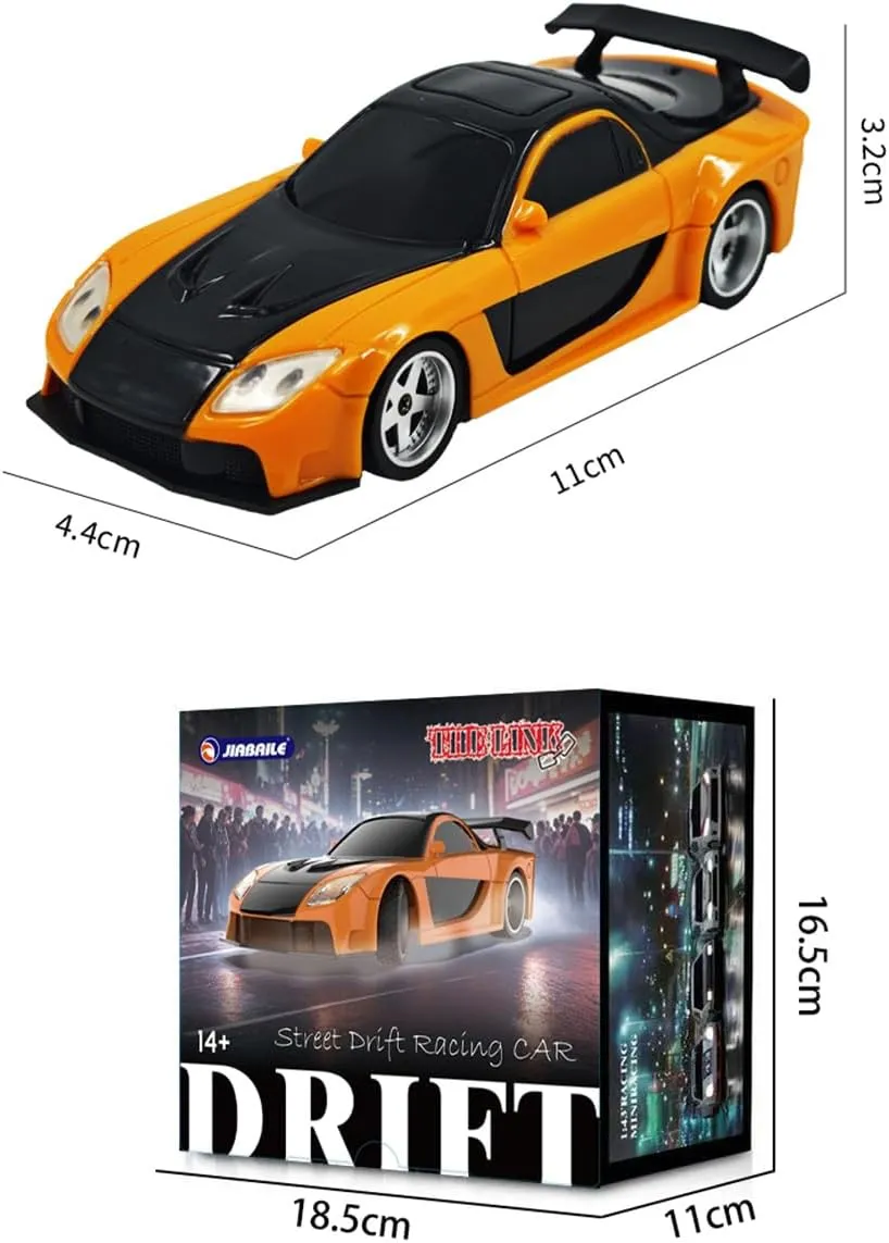 RC Drift Racing Car for 16 ,1/43 Scale 2.4G Full-Proportional Mini Electric Remote Control Car Model with LED Lights(RTR Version)