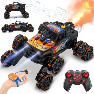 RC Stunt Car Remote Control Monster Truck - 360° Drift Car with Gesture Sensing, 45°Hill Climbing, Cool LED Lights & Music Effects - Top RC Cars Gift for Boys 8-12