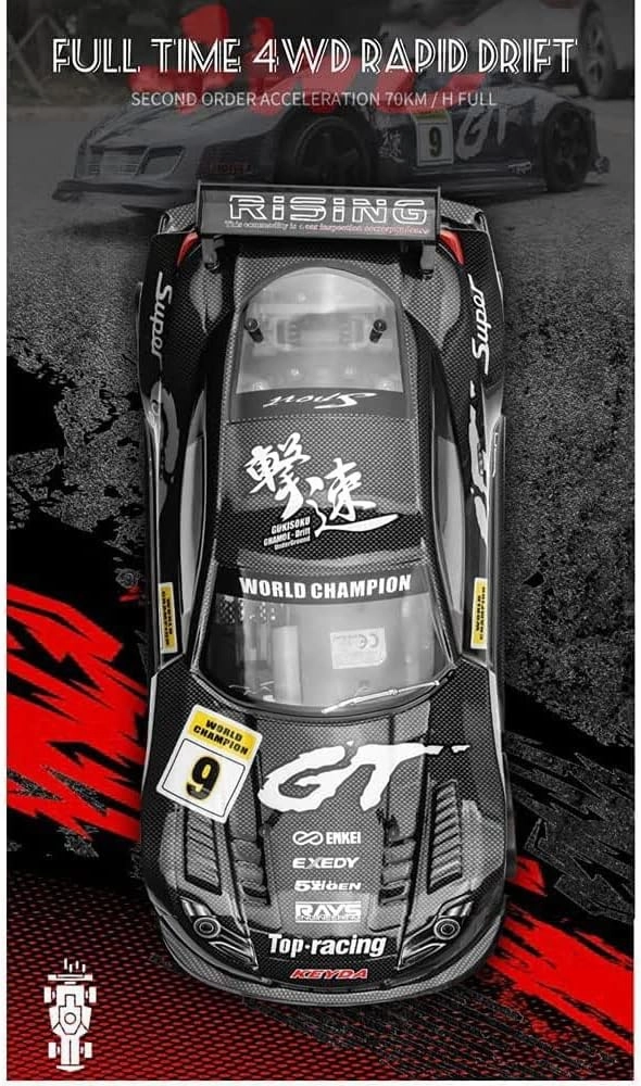 RC Buggy 4WD Fast Drift RC Vehicle,2.4GHZ Off-Road Climbing RC Truck 70KM/H High Speed Drift RC Cars RC Sport Racing Car with 2 Battery for Adults Boys Gifts