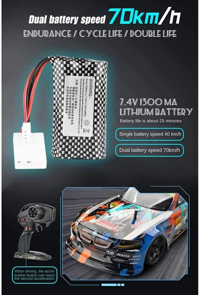 RC Buggy 4WD Fast Drift RC Vehicle,2.4GHZ Off-Road Climbing RC Truck 70KM/H High Speed Drift RC Cars RC Sport Racing Car with 2 Battery for Adults Boys Gifts