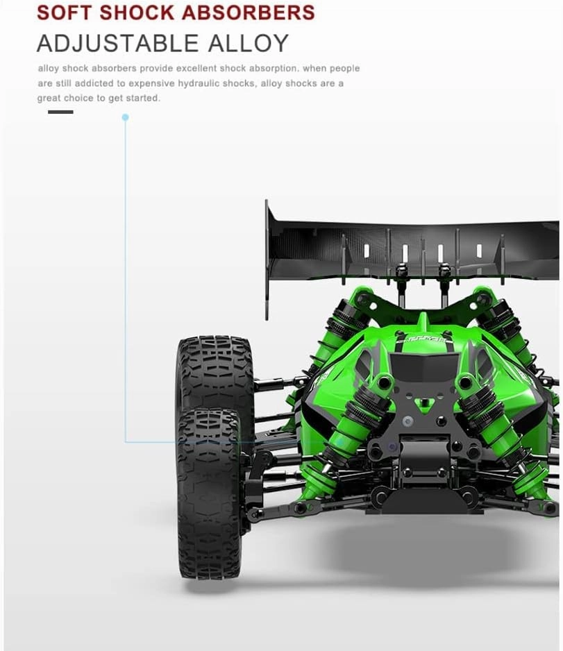 RC Car, 1/14 Scale 2.4GHz Remote Control Car, 4WD 60km/h High Speed Racing Car, Off-Road Buggy Drift Car RTR with Aluminum Alloy Chassis, Fast Race Buggy Hobby Car