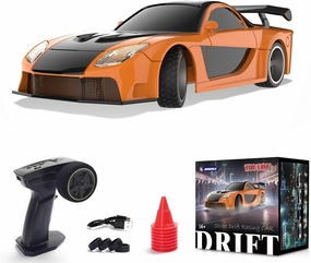 RC Drift Car, 1/43 Scale 2.4G 4WD Full Proportional Control Mini Electric Racing Drift Car with Lights Set, Hobbyist Gift for Teens and Adults