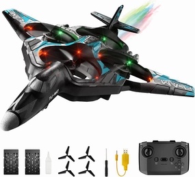 RC Plane 4 Channel, Remote Control Airplane Fighter with 3 Modes, Stunt Roll, Cool Light, Two Batteries, F-22 RC Plane Ready to Fly, Great Jet Aircraft Gift Toy for Boys Kids Adult Beginner