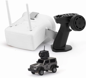 RC Rock Crawler, 1/64 Scale 2.4G Full Proportional RC Mini Electric Climbing Off-Road Car Model, Gift for Adults, RTR FPV Goggles Version/Grey