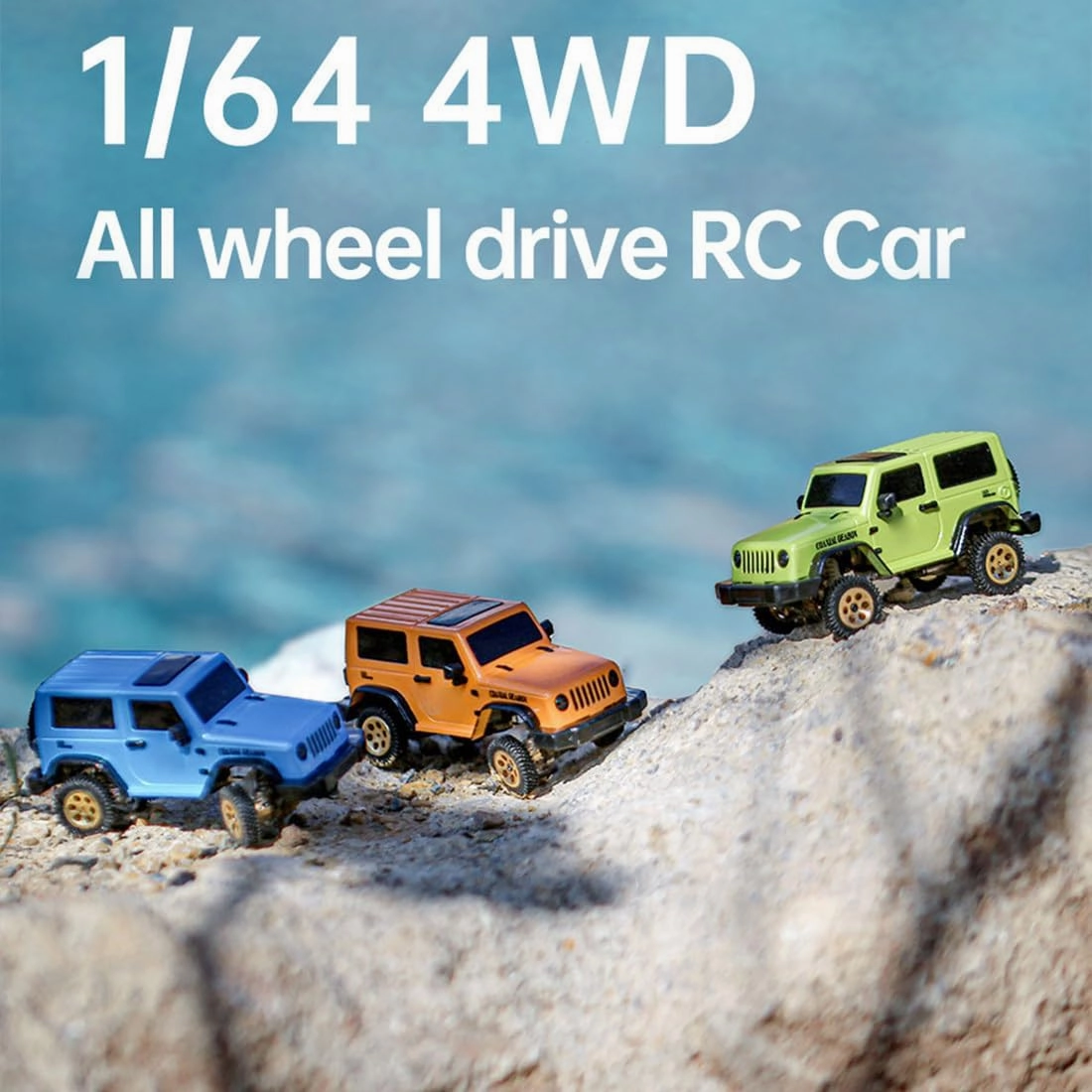 RC Rock Crawler, 1/64 Scale 2.4G Full Proportional RC Mini Electric Climbing Off-Road Car Model, Gift for Adults, RTR FPV Goggles Version/Grey
