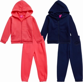 Real Love Toddler Girls' Jogger Set - 4 Piece Full Zip Up Hoodie and Jogger Pants - Active Set for Little Girls (Sizes:2T-6X)