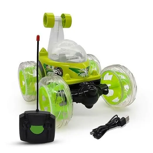 Rechargeable 360° Rotating Big Stunt Car Toy having 5 Functions with USB & Remote Controller ( Random colour)
