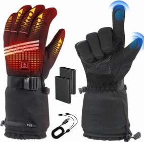 Rechargeable Heated Gloves with 4 Temperature Modes, 7.4V 5000mAh Battery, Waterproof, Camping Hand Warmers for Motorcycle Skiing Hiking Hunting Cycling