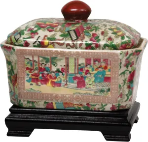 Red Lantern 8" Rose Medallion Porcelain Covered Jar