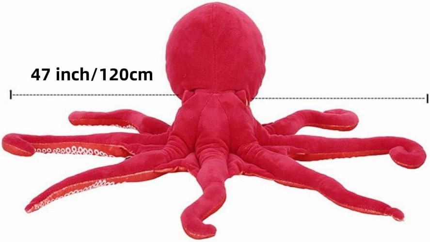 Redsimulation Octopus Plush Toy, Soft Fish Cushion Pillow Octopus Plush Toy, Underwater Squid Doll Pillow Family Decoration Gift Children Plush Animal Toys (47 inches)