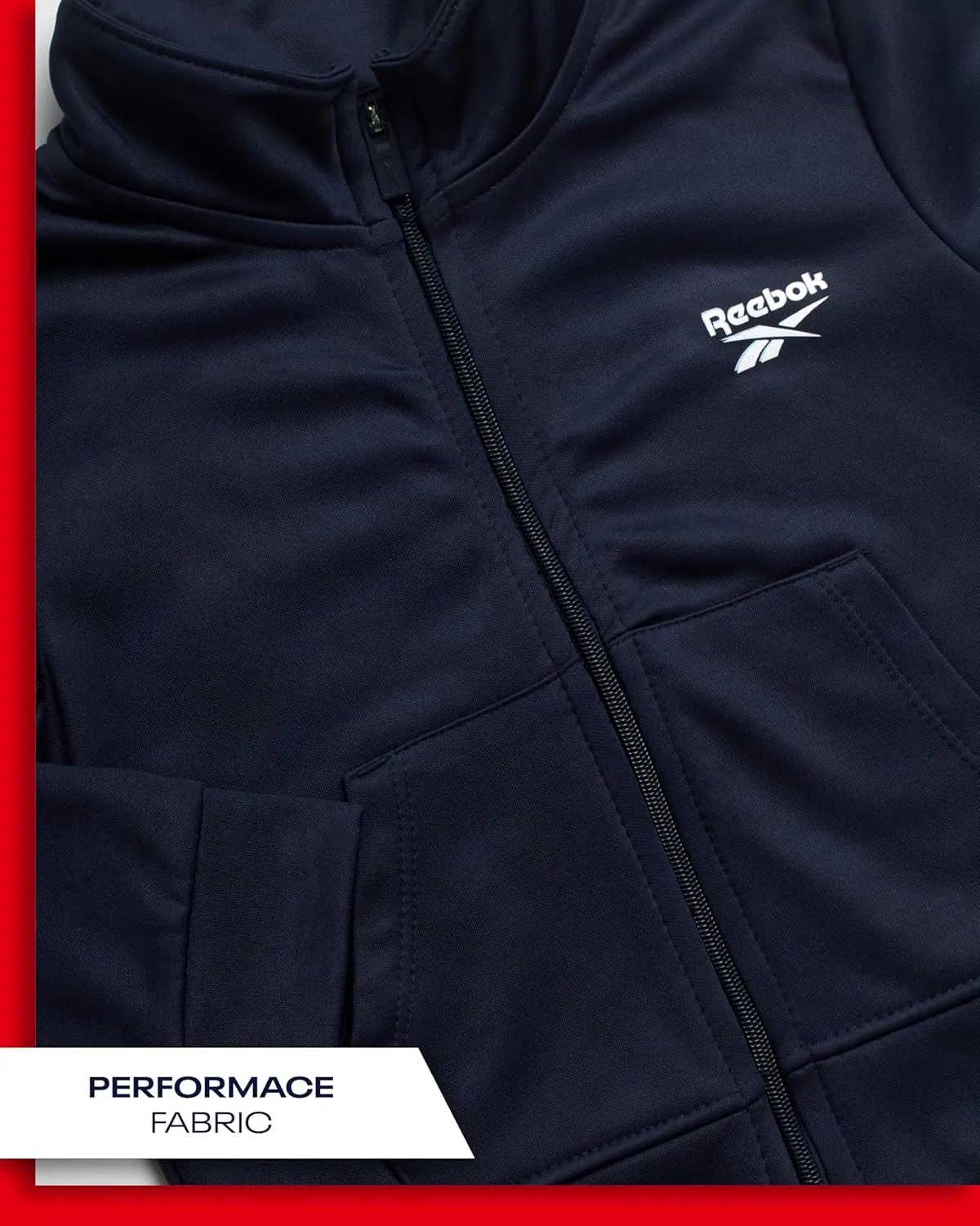 Reebok Baby Boys Tracksuit - 2 Piece Athletic Tricot Infant Toddler Baby Boy Outfits with Zip Up Track Jacket & Boys Joggers